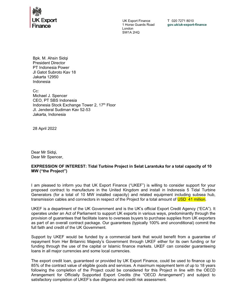 EOI letter to PT Indonesia Power and SBS 